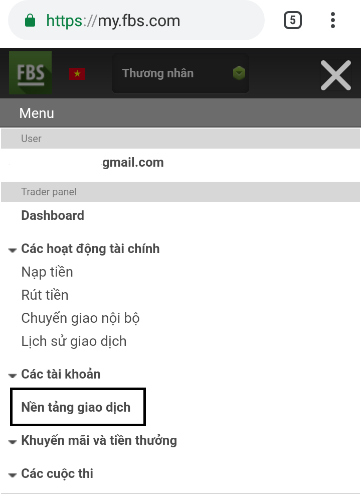 Chọn Nền tảng giao dịch