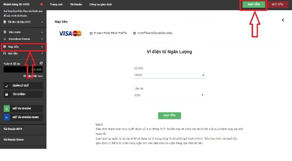 Hướng dẫn nạp rút sàn Yulofx