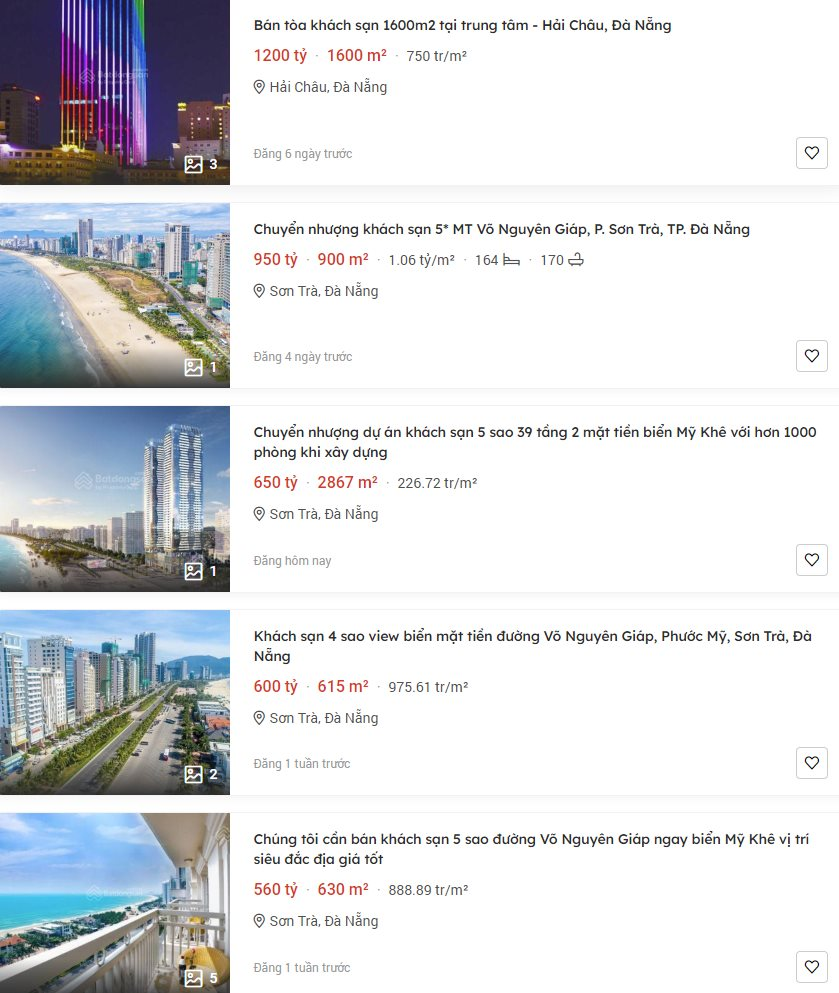 Hàng loạt khách sạn tại Đà Nẵng có giá từ vài trăm đến nghìn tỷ đồng “ồ ạt” rao bán trước thềm mùa cao điểm